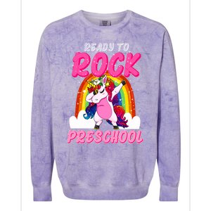 Ready To Rock Preschool Dabbing Unicorn Back To School Gift Colorblast Crewneck Sweatshirt