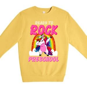 Ready To Rock Preschool Dabbing Unicorn Back To School Gift Premium Crewneck Sweatshirt