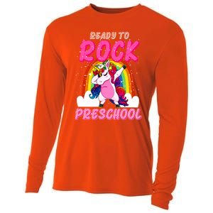 Ready To Rock Preschool Dabbing Unicorn Back To School Gift Cooling Performance Long Sleeve Crew