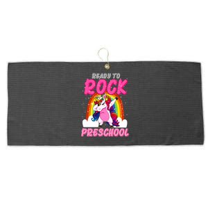 Ready To Rock Preschool Dabbing Unicorn Back To School Gift Large Microfiber Waffle Golf Towel