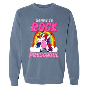 Ready To Rock Preschool Dabbing Unicorn Back To School Gift Garment-Dyed Sweatshirt