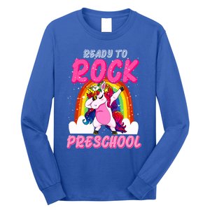 Ready To Rock Preschool Dabbing Unicorn Back To School Gift Long Sleeve Shirt