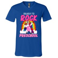 Ready To Rock Preschool Dabbing Unicorn Back To School Gift V-Neck T-Shirt