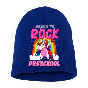 Ready To Rock Preschool Dabbing Unicorn Back To School Gift Short Acrylic Beanie