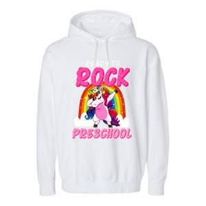 Ready To Rock Preschool Dabbing Unicorn Back To School Gift Garment-Dyed Fleece Hoodie