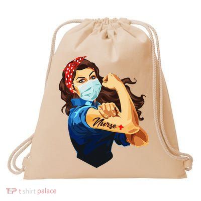 Rosie The Riveter Woman Nurse Drawstring Bag