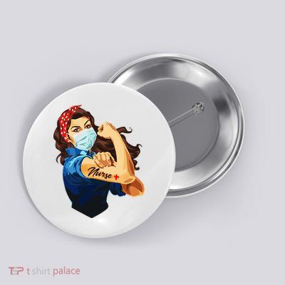 Rosie The Riveter Woman Nurse Button