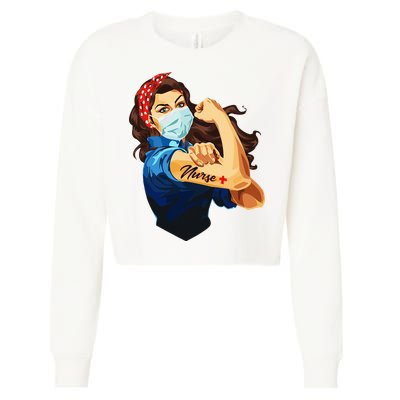 Rosie The Riveter Woman Nurse Cropped Pullover Crew
