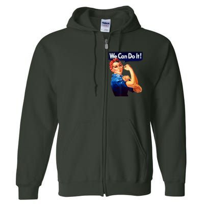 Rosie The Riveter Poster We Can Do It Feminist Retro Full Zip Hoodie