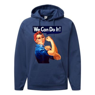 Rosie The Riveter Poster We Can Do It Feminist Retro Performance Fleece Hoodie