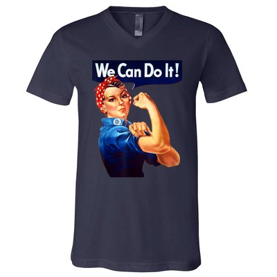 Rosie The Riveter Poster We Can Do It Feminist Retro V-Neck T-Shirt