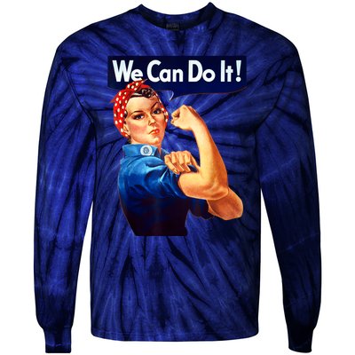 Rosie The Riveter Poster We Can Do It Feminist Retro Tie-Dye Long Sleeve Shirt