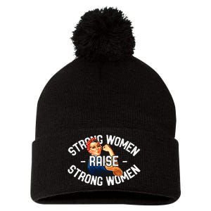 Rosie The Riveter Strong Women Raise Strong Women Pom Pom 12in Knit Beanie