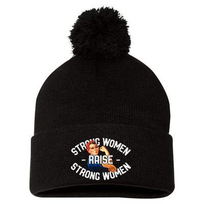Rosie The Riveter Strong Women Raise Strong Women Pom Pom 12in Knit Beanie