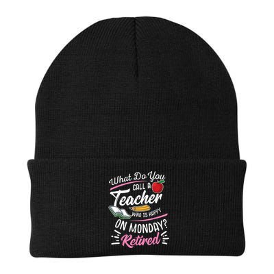 Retirement Teacher Retired Teacher Happy On Monday Beanie