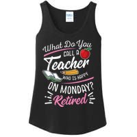 Retirement Teacher Retired Teacher Happy On Monday Ladies Essential Tank