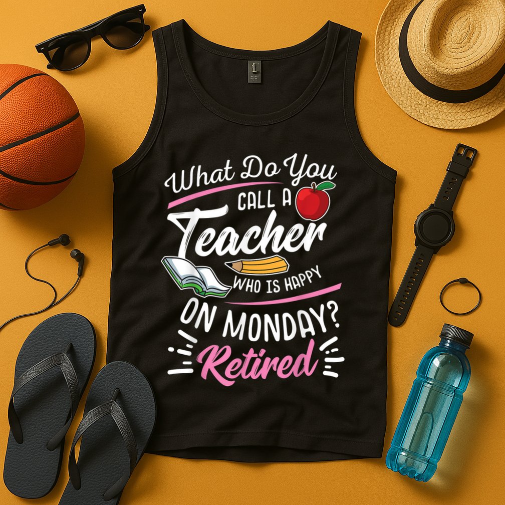 Retirement Teacher Retired Teacher Happy On Monday Tank Top