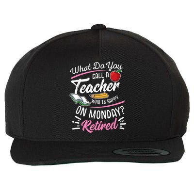 Retirement Teacher Retired Teacher Happy On Monday Wool Snapback Cap