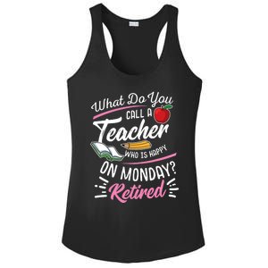 Retirement Teacher Retired Teacher Happy On Monday Ladies PosiCharge Competitor Racerback Tank