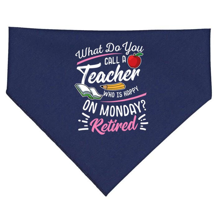 Retirement Teacher Retired Teacher Happy On Monday USA-Made Doggie Bandana