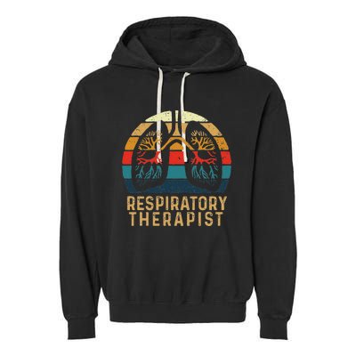 Respiratory Therapist Retro Vintage Lungs Pulmonology Rt Garment-Dyed Fleece Hoodie