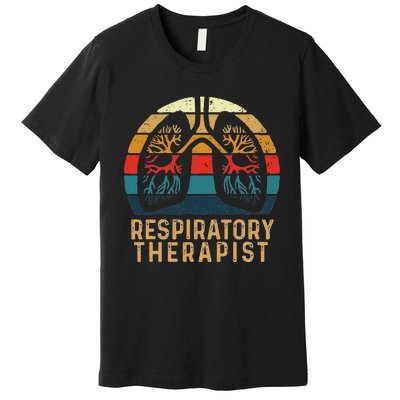 Respiratory Therapist Retro Vintage Lungs Pulmonology Rt Premium T-Shirt