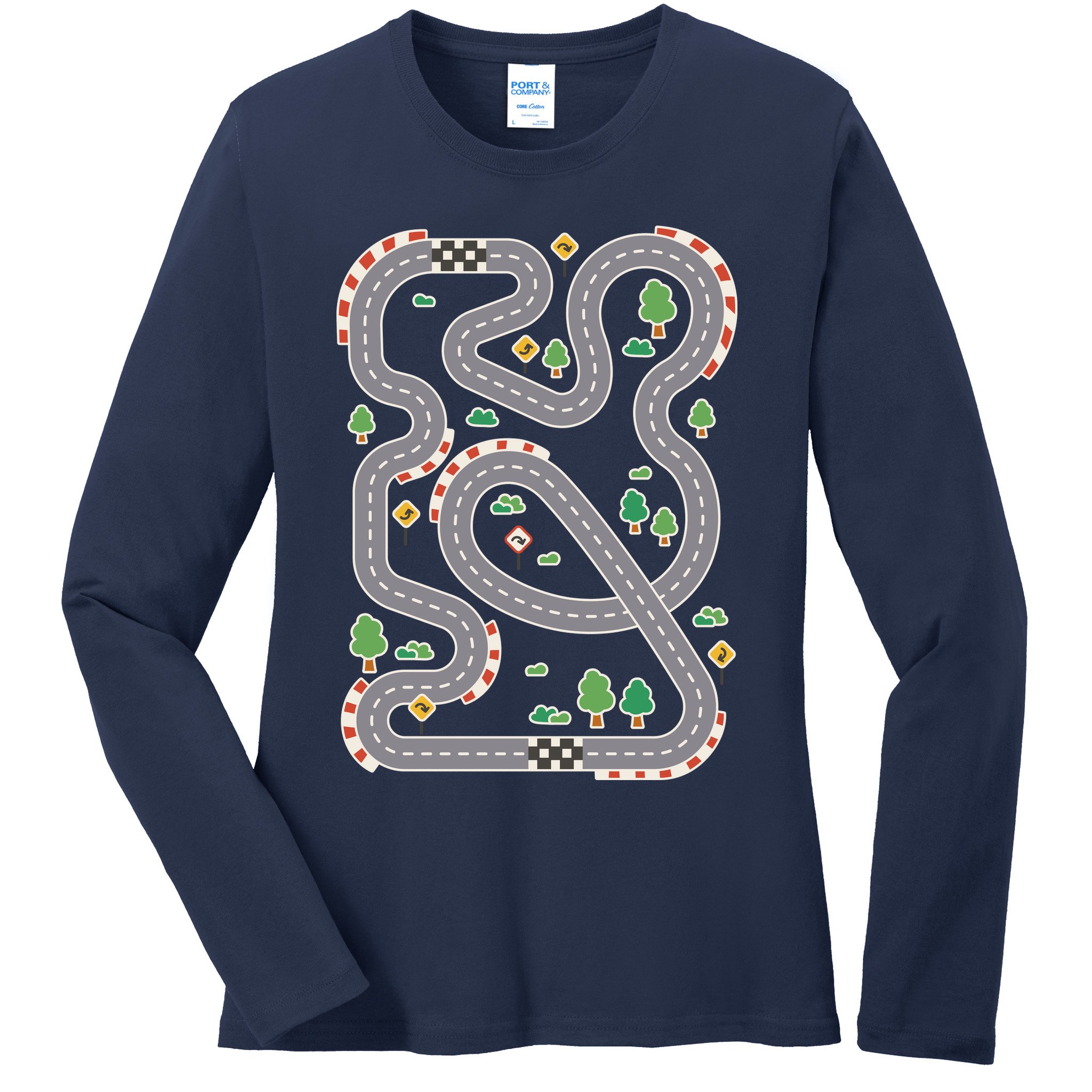 Racing Track Ladies Long Sleeve Shirt