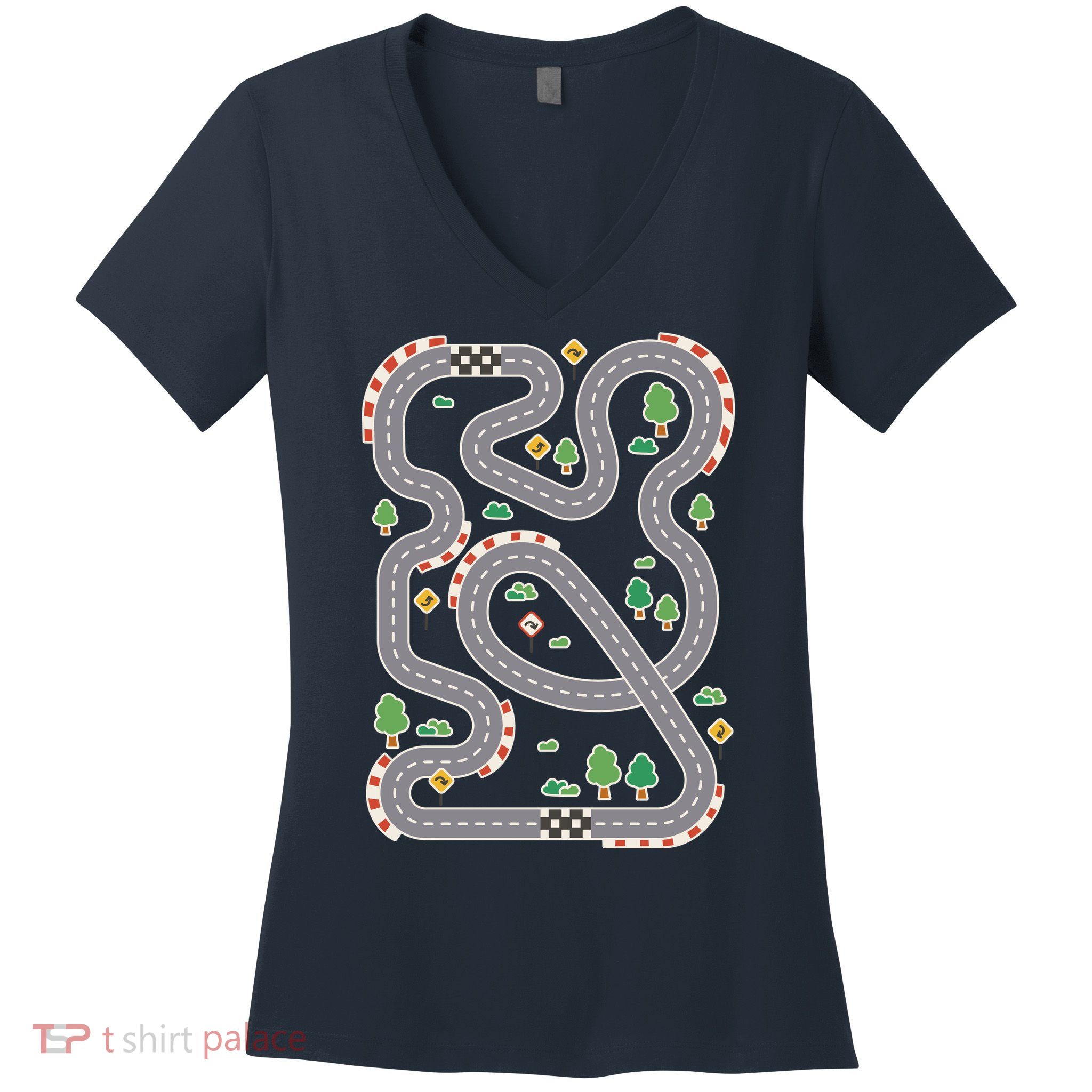 Racing Track Women's V-Neck T-Shirt