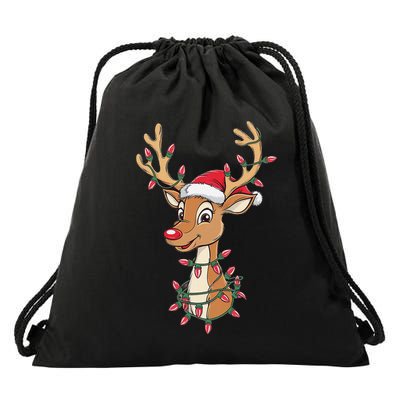 Rudolph The Red Nose Reindeer Christmas Gitfs For Drawstring Bag