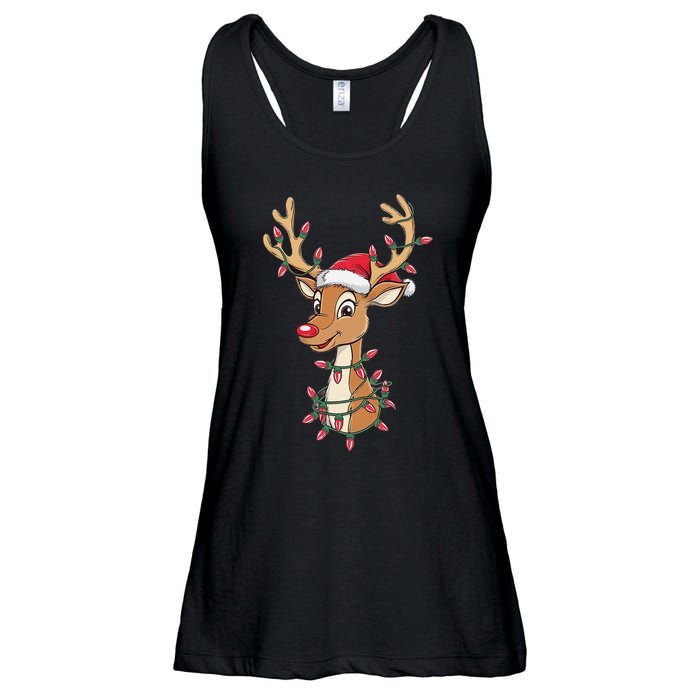 Rudolph The Red Nose Reindeer Christmas Gitfs For Ladies Essential Flowy Tank