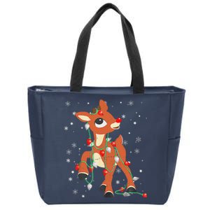 Rudolph The Red Nose Reindeer For And Christmas Zip Tote Bag