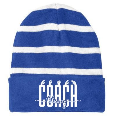 Reading Teacher Reading Coach Literacy Coach Meaningful Gift Striped Beanie with Solid Band