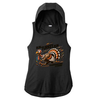 Run Turkey Run! Funny Thanksgiving Escape Running Costume Gift Ladies PosiCharge Tri-Blend Wicking Draft Hoodie Tank