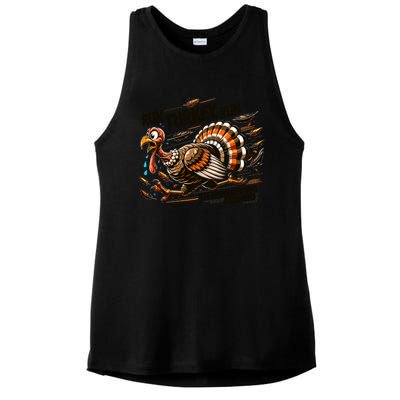 Run Turkey Run! Funny Thanksgiving Escape Running Costume Gift Ladies PosiCharge Tri-Blend Wicking Tank