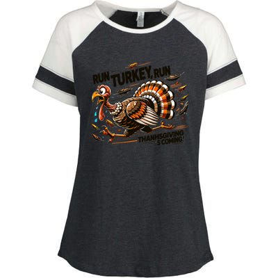 Run Turkey Run! Funny Thanksgiving Escape Running Costume Gift Enza Ladies Jersey Colorblock Tee