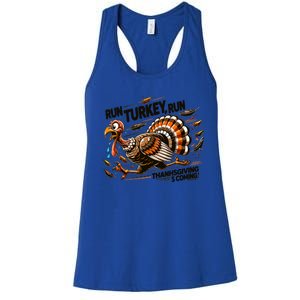 Run Turkey Run! Funny Thanksgiving Escape Running Costume Gift Women's Racerback Tank