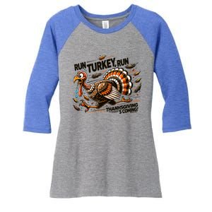 Run Turkey Run! Funny Thanksgiving Escape Running Costume Gift Women's Tri-Blend 3/4-Sleeve Raglan Shirt