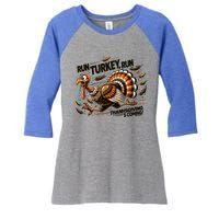 Run Turkey Run! Funny Thanksgiving Escape Running Costume Gift Women's Tri-Blend 3/4-Sleeve Raglan Shirt