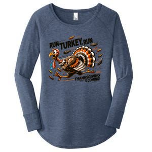 Run Turkey Run! Funny Thanksgiving Escape Running Costume Gift Women's Perfect Tri Tunic Long Sleeve Shirt