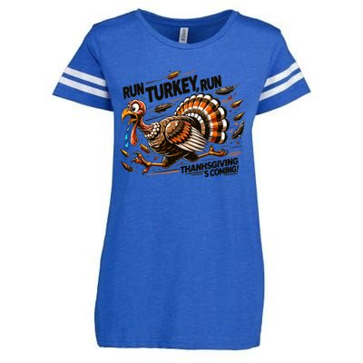 Run Turkey Run! Funny Thanksgiving Escape Running Costume Gift Enza Ladies Jersey Football T-Shirt