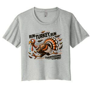 Run Turkey Run! Funny Thanksgiving Escape Running Costume Gift Women's Crop Top Tee