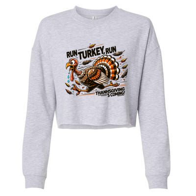 Run Turkey Run! Funny Thanksgiving Escape Running Costume Gift Cropped Pullover Crew