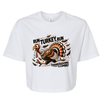 Run Turkey Run! Funny Thanksgiving Escape Running Costume Gift Bella+Canvas Jersey Crop Tee