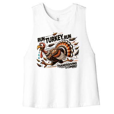 Run Turkey Run! Funny Thanksgiving Escape Running Costume Gift Women's Racerback Cropped Tank