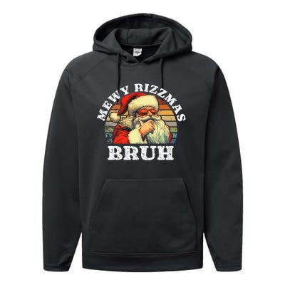 Rizz The Season Bruh. Mewy Funny Joke Rizz Christmas Performance Fleece Hoodie