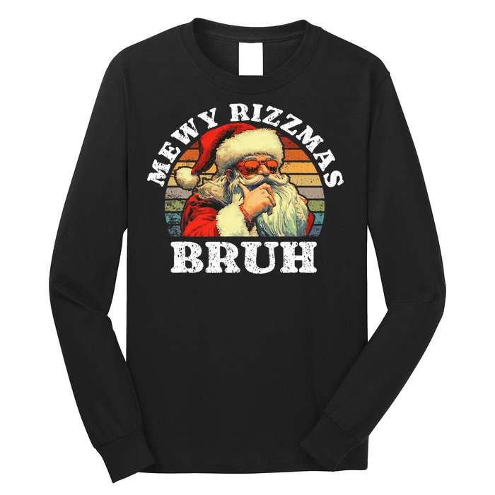 Rizz The Season Bruh. Mewy Funny Joke Rizz Christmas Long Sleeve Shirt