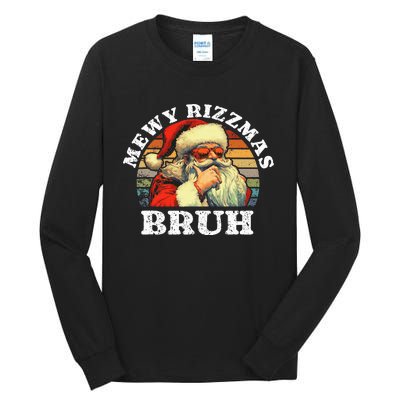 Rizz The Season Bruh. Mewy Funny Joke Rizz Christmas Tall Long Sleeve T-Shirt