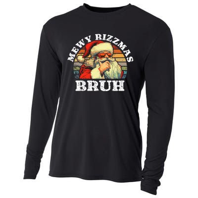 Rizz The Season Bruh. Mewy Funny Joke Rizz Christmas Cooling Performance Long Sleeve Crew