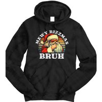 Rizz The Season Bruh. Mewy Funny Joke Rizz Christmas Tie Dye Hoodie