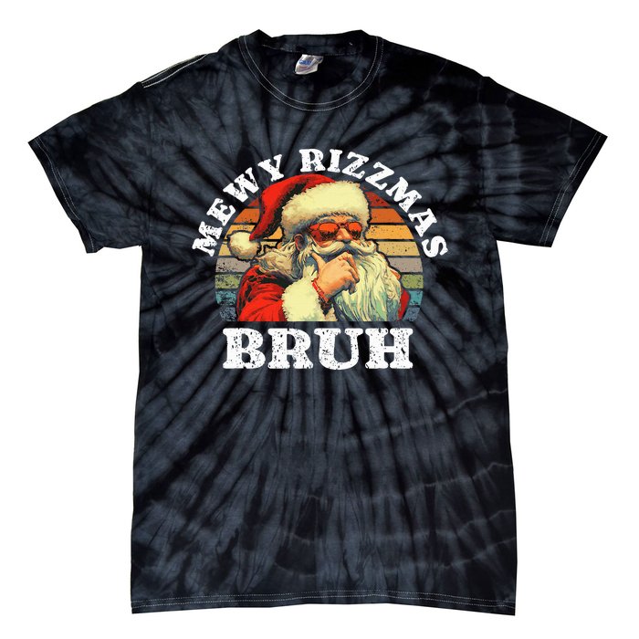 Rizz The Season Bruh. Mewy Funny Joke Rizz Christmas Tie-Dye T-Shirt